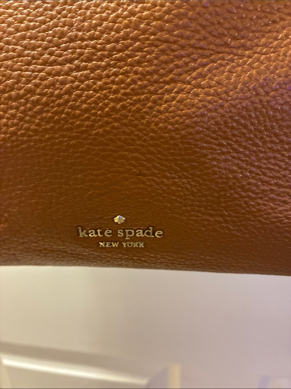 kate spade Tan “warm gingerbread” Leather Tote w/Logo-Print Lining,3 compartment - Picture 4 of 11